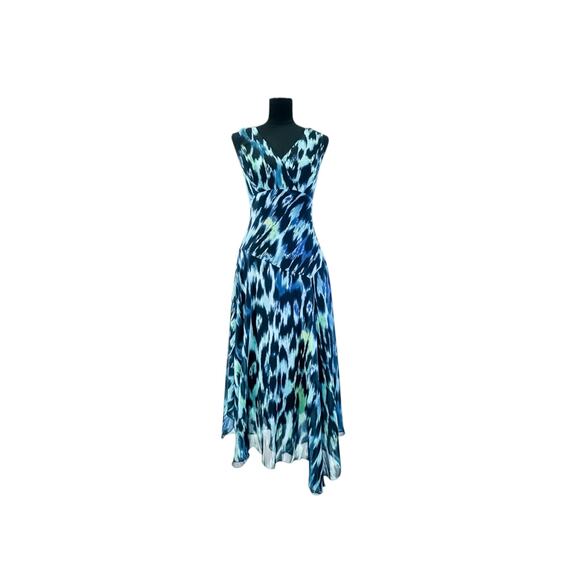Connected Apparel Watercolor Handkerchief Hem Dress Size 10 - Picture 1 of 5